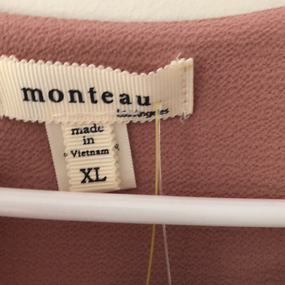 Monteau V neck blouse blush pink XL NWT - Picture 6 of 9